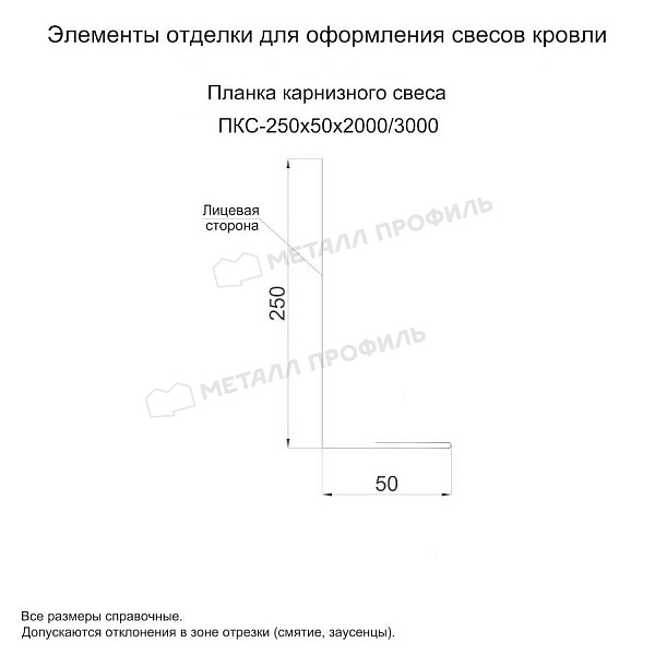 Планка карнизного свеса 250х50х2000 (PURETAN Д-20-7005\7005-0.5) ― заказать в Мурманске недорого.